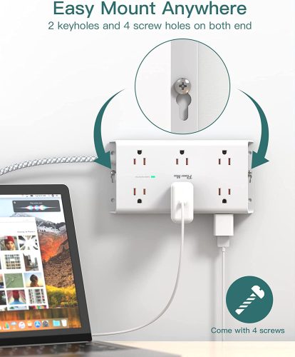 3-Sided 12 Way Power Strip Specs Image