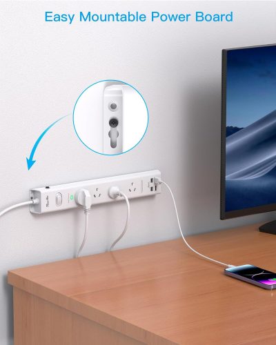 4 Way Power Board with Surge Protector Wall Mounted Specs Image