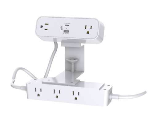 Desktop Clamp Mounted + Inline under desk power strip Specs Image