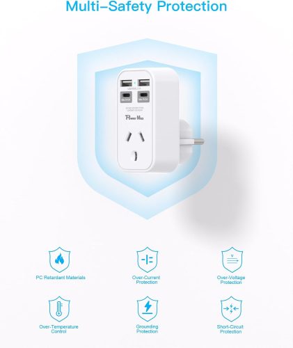 AU-EU Travel Adapter 4USB Specs Image