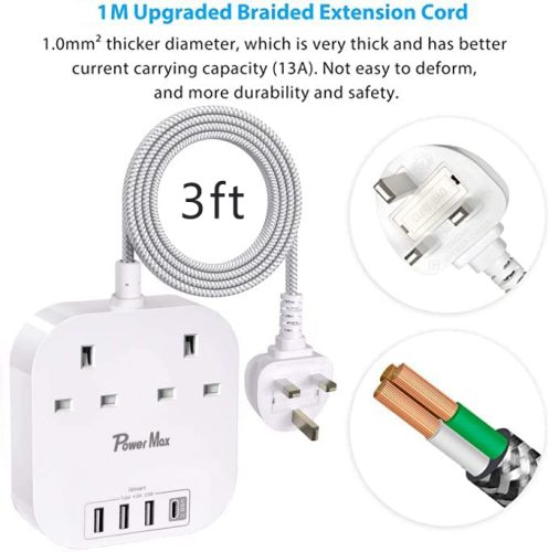 2 Outlet Desktop Power Strip 4 USB Specs Image