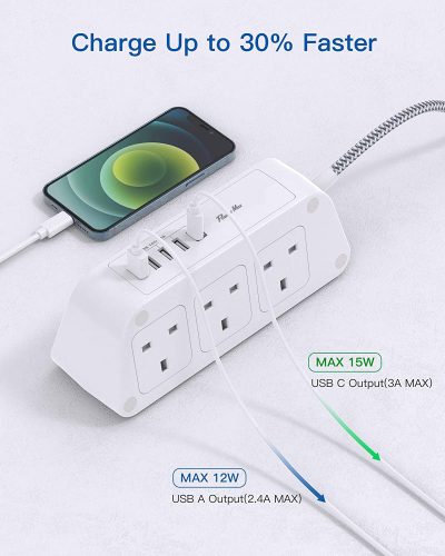 6 Outlet Extension Socket with 4 USB Ports Specs Image