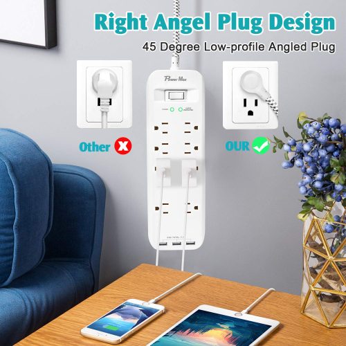 8 Outlet Surge Protector with 3 USB Ports Specs Image