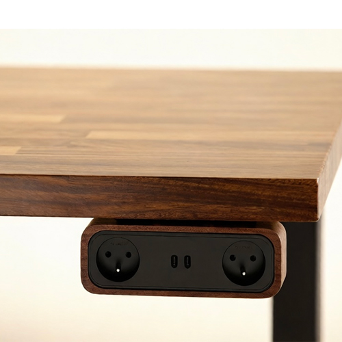 Under Desk Clamp Mounted Power Module with Wooden Shell Specs Image