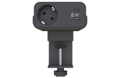 EU Clamp-On Desk Power Strip with Wireless Charging Specs Image